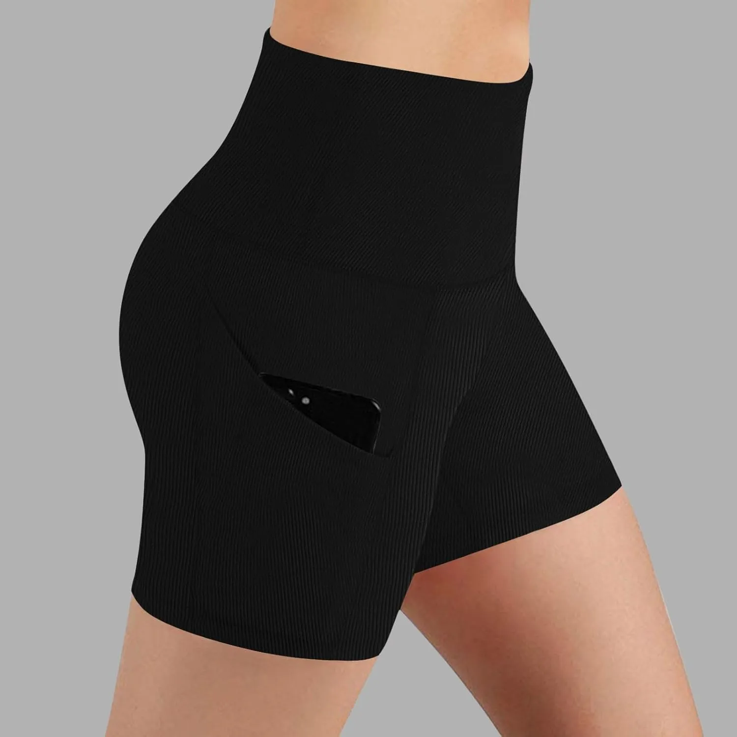 Yoga Shorts with Pockets for Women High Waisted Biker Shorts Hide Tummy Running Work Gym Tight Pants Athletic Shorts