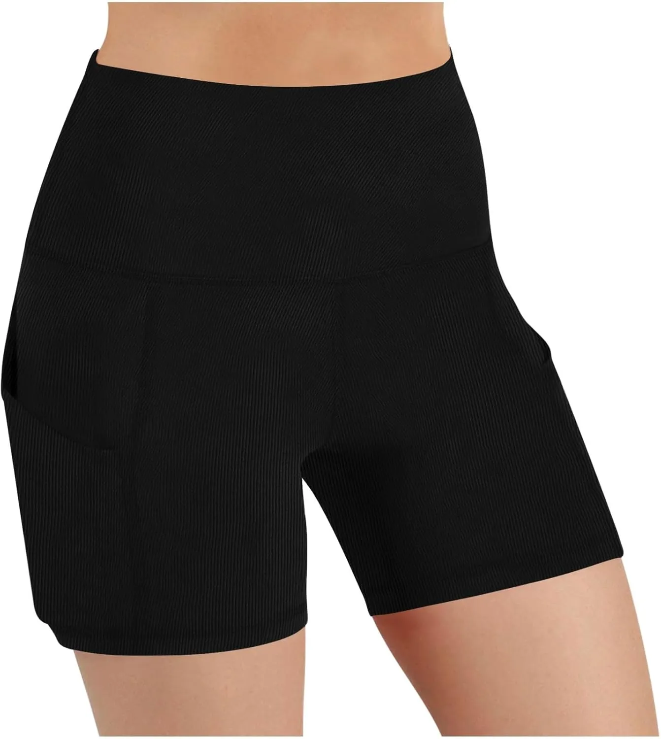 Yoga Shorts with Pockets for Women High Waisted Biker Shorts Hide Tummy Running Work Gym Tight Pants Athletic Shorts